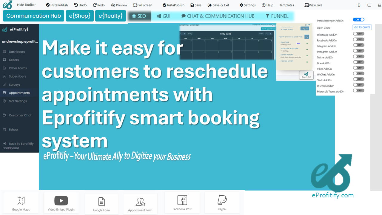 Make it easy for customers to reschedule appointments with Eprofitify smart booking system